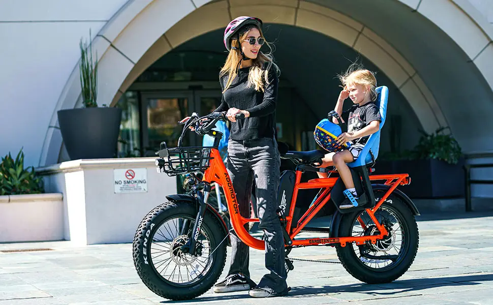 M-81 Step-thru Fat Tire Cargo Electric Bike carrying your kids Ride